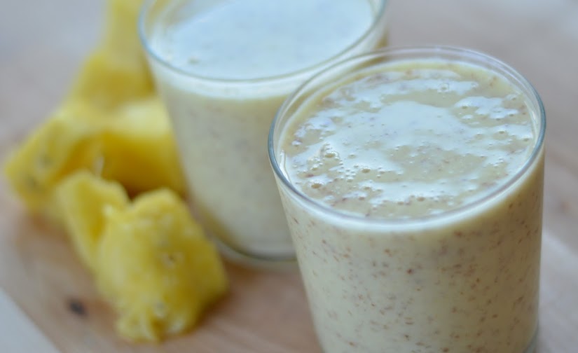 Pineapple Smoothie served in a short glass.