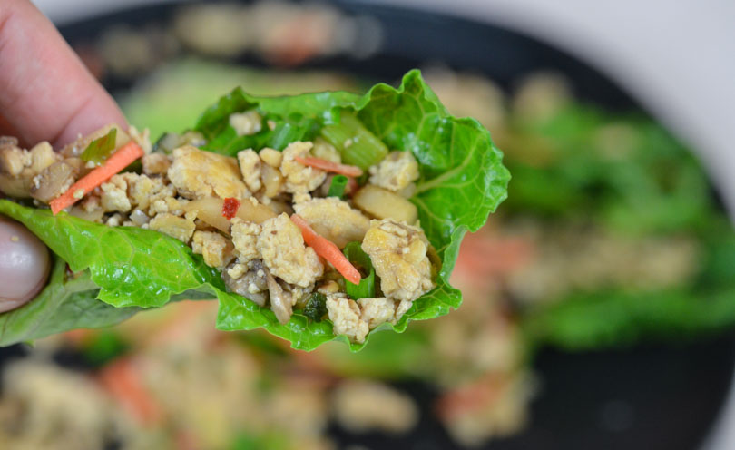 Asian lettuce wraps served.