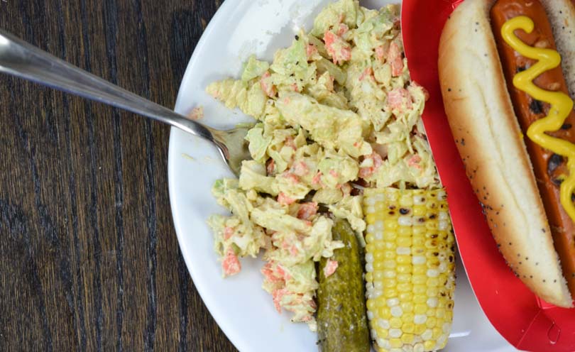 Vegan creamy coleslaw made in our Vitamix.