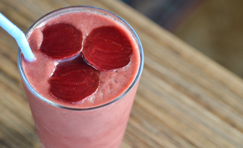 Bloody apple beet cucumber juice.