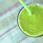 Carolynes green smoothie made in a Vitamix.