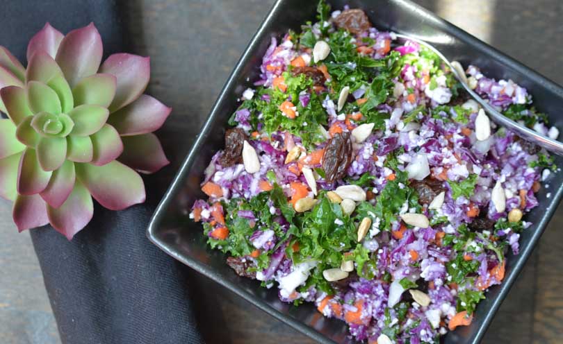 Vitamix used as a food processor to make detox salad.