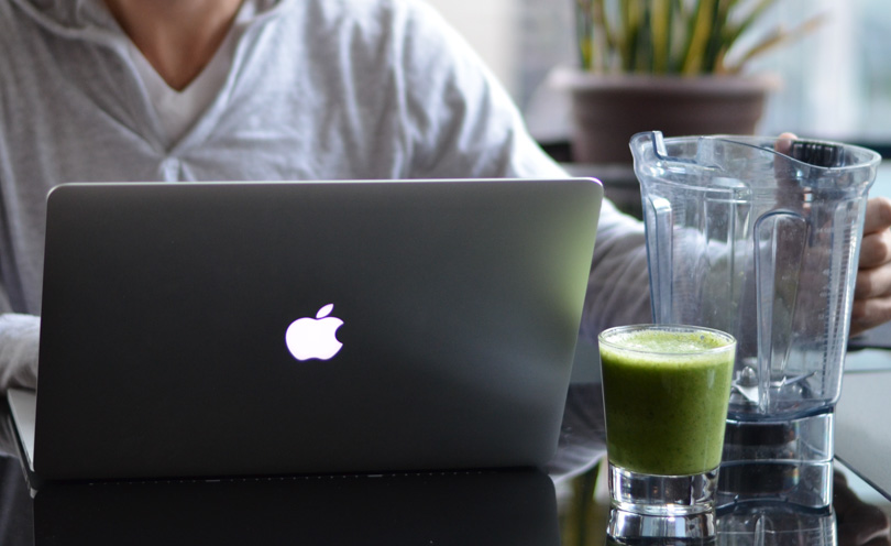 Lenny Gale working on his Vitamix blog.