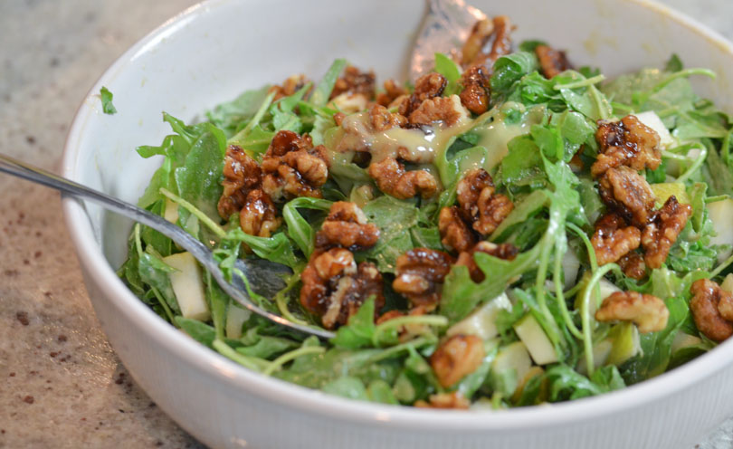 Tahini dressing served over a simple salad.