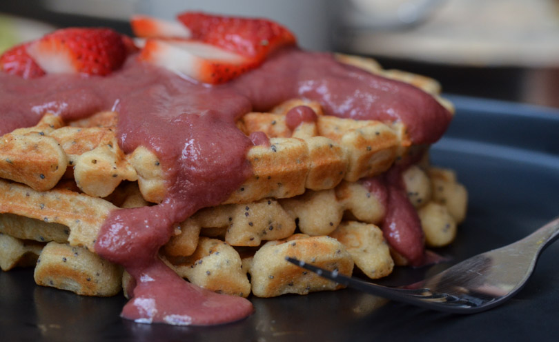 Strawberry topping made in a Vitamix.