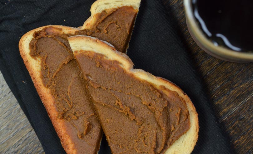 Pistachio butter served on toast.