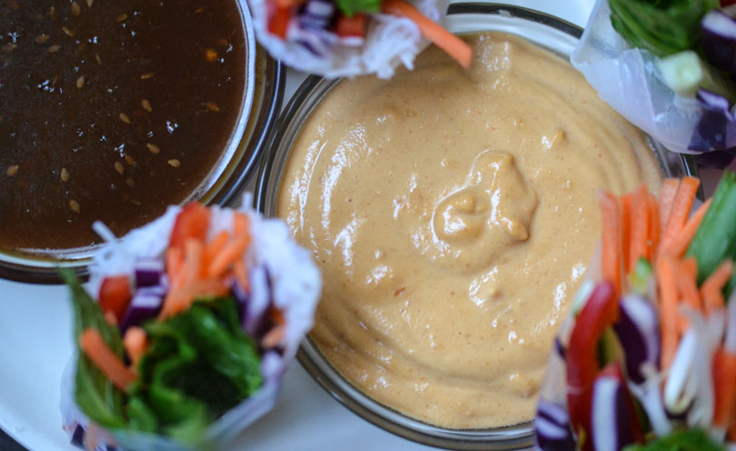 Thai peanut sauce made in a Vitamix.