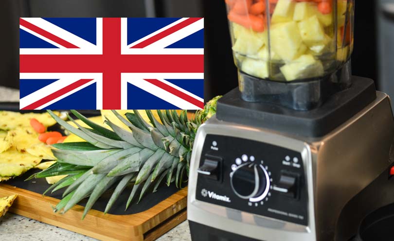 UK flag over Vitamix Pro 750.