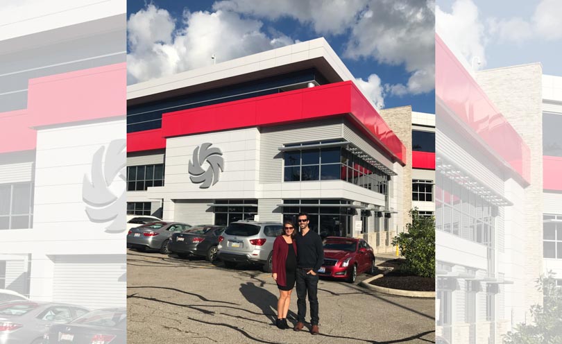 Shalva and Lenny of Life is NOYOKE in front of Vitamix headquarters in 2017.