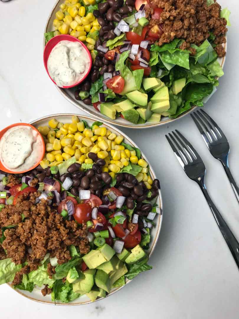 Taco salad with ranch dressing.