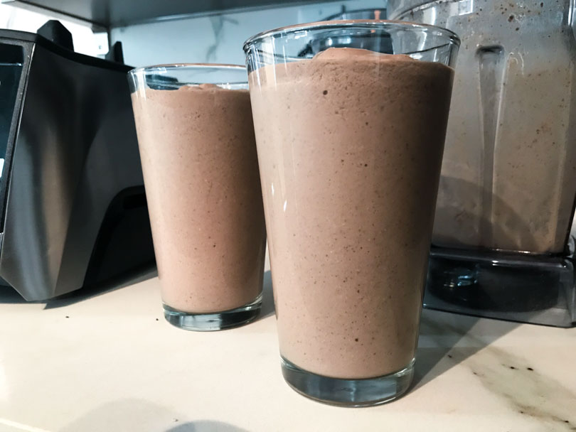 Protein shakes in front of our Vitamix.