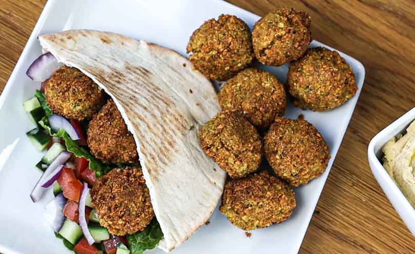 Falafel served in a pita.