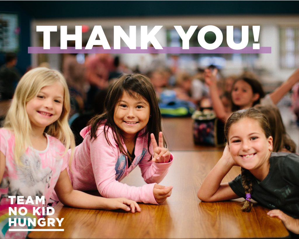 No kid hungry thank you post card