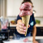 raspberry chocolate chip nice cream