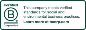 Blending For Good Certified B Corp verified with social and environmental standards. 